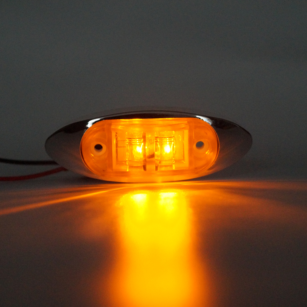 4" oval Amber LED Trailer Side Marker Light with Chrome Bezel 