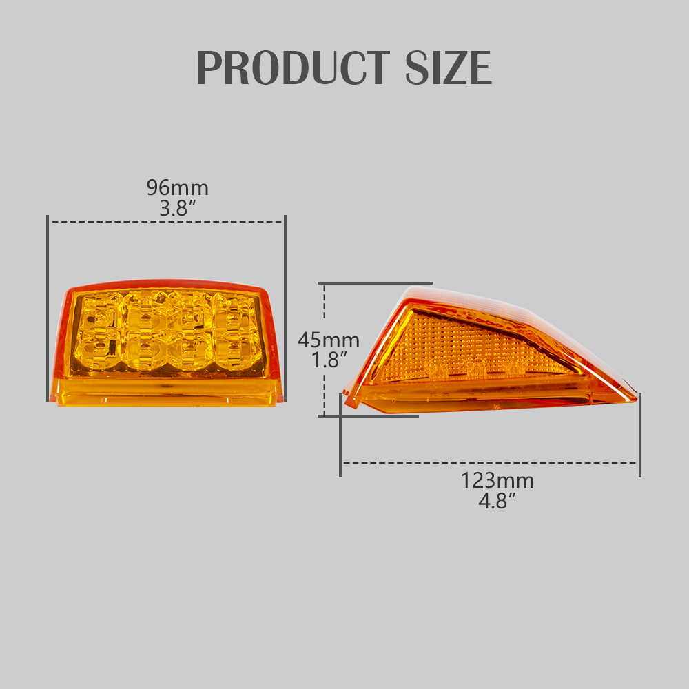 Yellow LED Cab Marker Top Clearance Roof Lights with Reflector