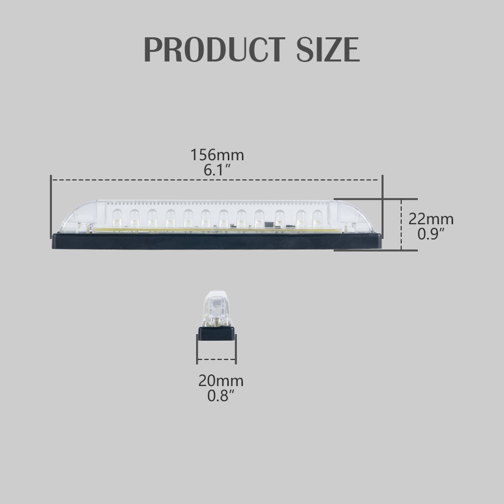 12V White Led Side Marker Light Bar