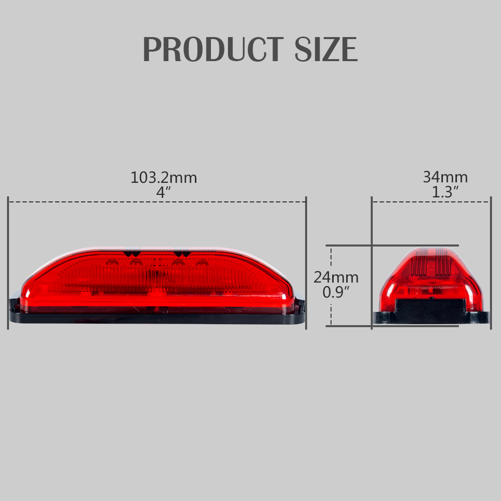 4" Red Surface Mount LED Trailer Marker Light